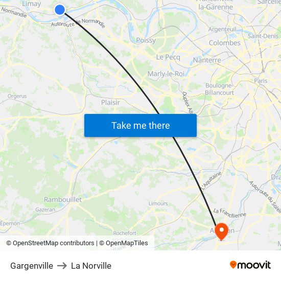 Gargenville to La Norville map