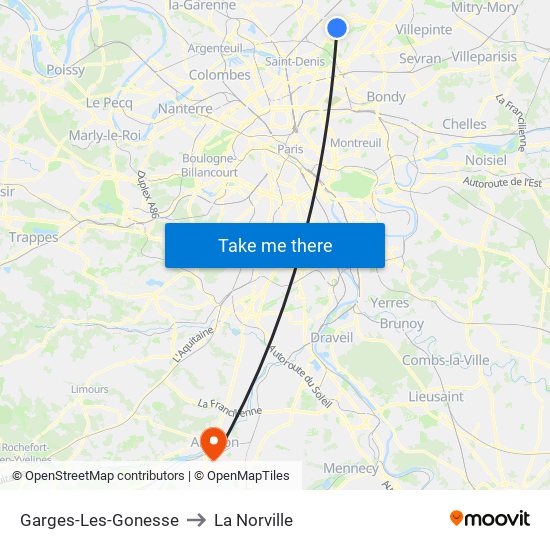 Garges-Les-Gonesse to La Norville map