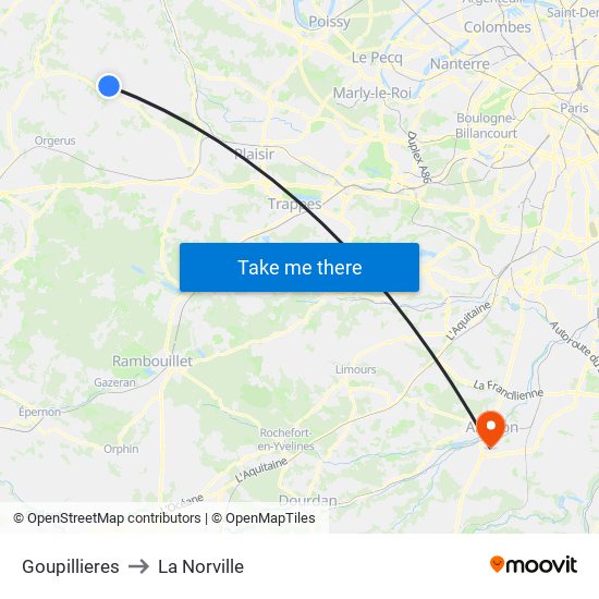 Goupillieres to La Norville map
