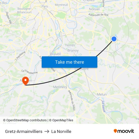 Gretz-Armainvilliers to La Norville map