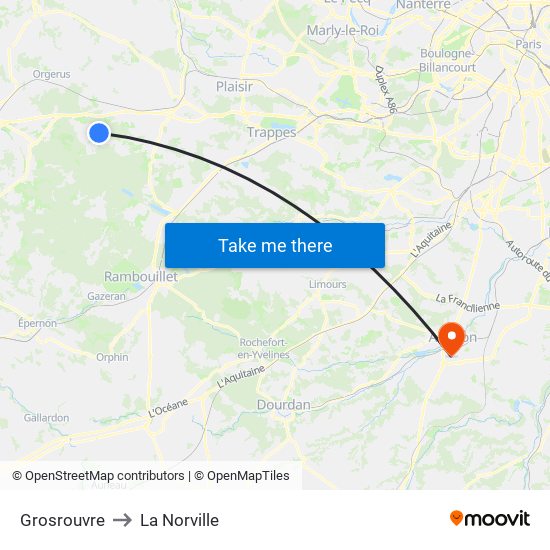 Grosrouvre to La Norville map