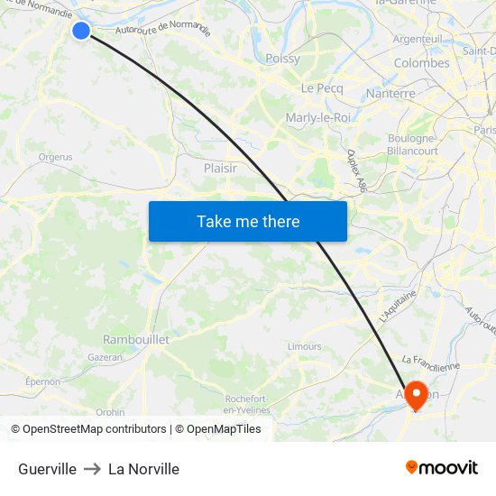 Guerville to La Norville map