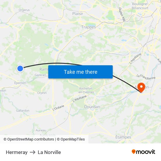 Hermeray to La Norville map