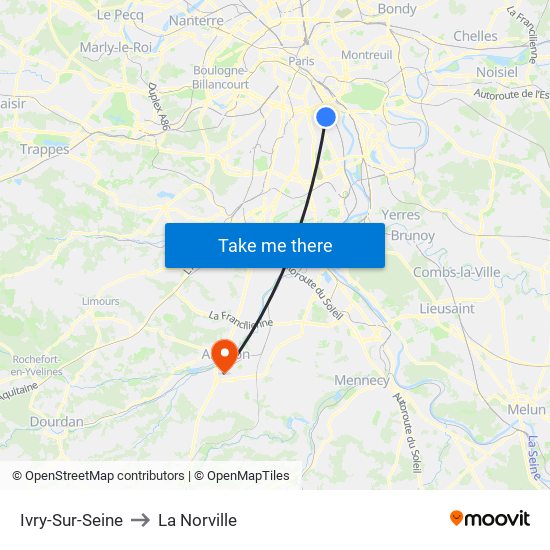 Ivry-Sur-Seine to La Norville map