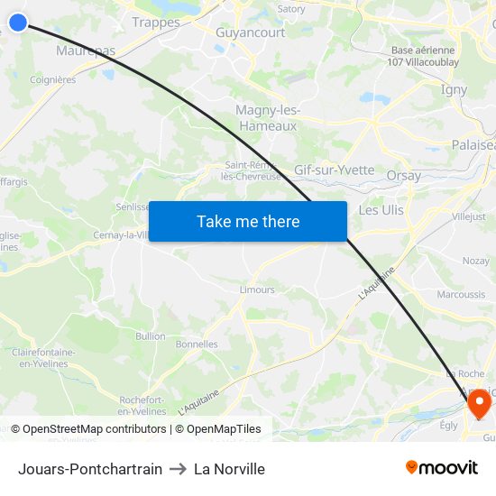 Jouars-Pontchartrain to La Norville map