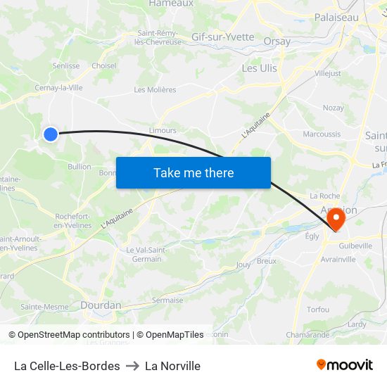 La Celle-Les-Bordes to La Norville map