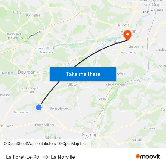 La Foret-Le-Roi to La Norville map