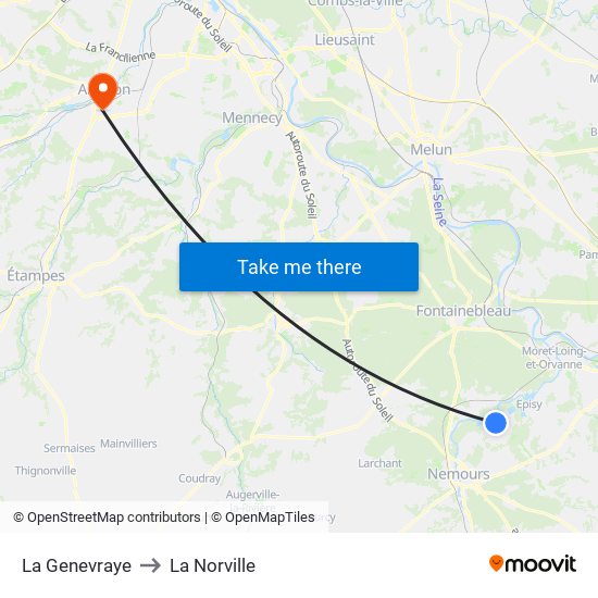 La Genevraye to La Norville map