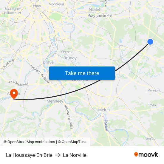La Houssaye-En-Brie to La Norville map