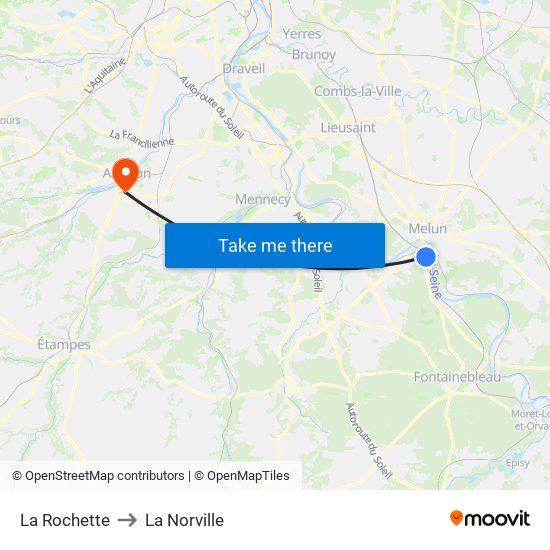 La Rochette to La Norville map