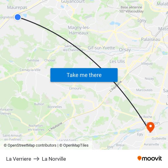 La Verriere to La Norville map