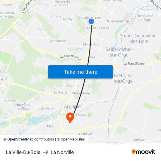 La Ville-Du-Bois to La Norville map