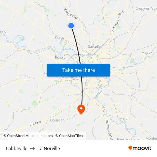 Labbeville to La Norville map