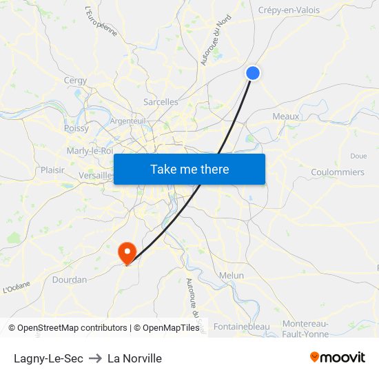 Lagny-Le-Sec to La Norville map