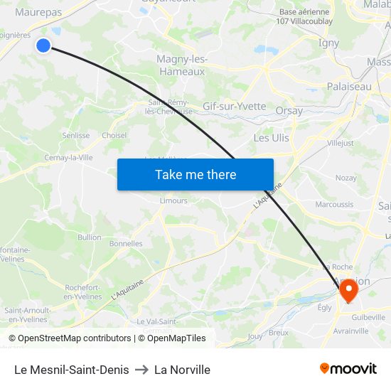 Le Mesnil-Saint-Denis to La Norville map