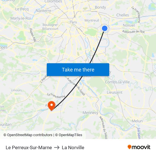 Le Perreux-Sur-Marne to La Norville map