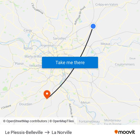 Le Plessis-Belleville to La Norville map