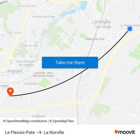 Le Plessis-Pate to La Norville map