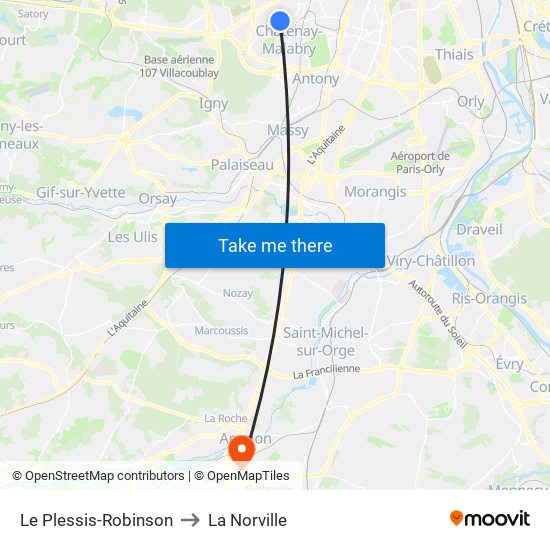 Le Plessis-Robinson to La Norville map
