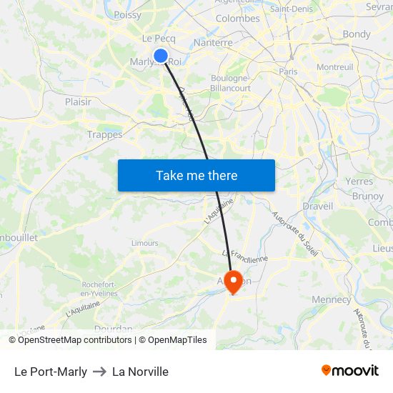 Le Port-Marly to La Norville map