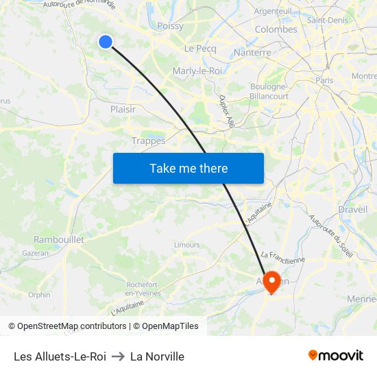 Les Alluets-Le-Roi to La Norville map