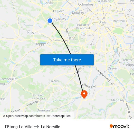 L'Etang-La-Ville to La Norville map