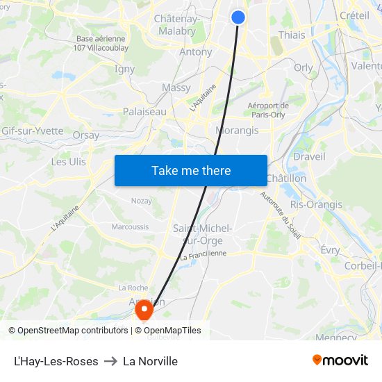 L'Hay-Les-Roses to La Norville map