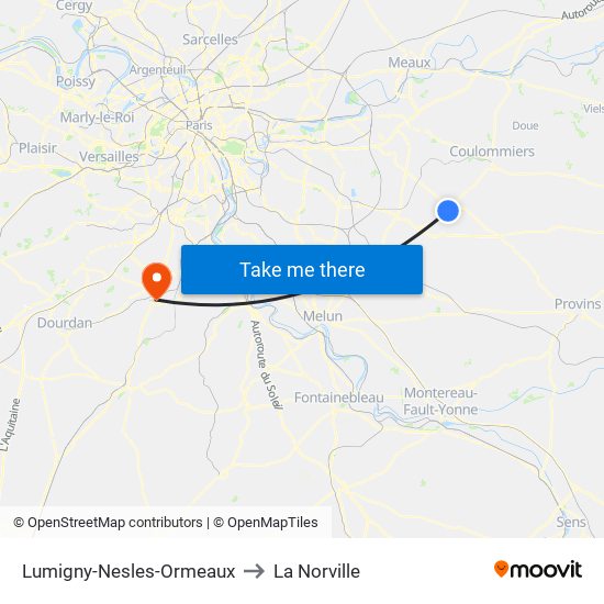 Lumigny-Nesles-Ormeaux to La Norville map