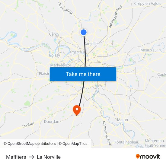 Maffliers to La Norville map