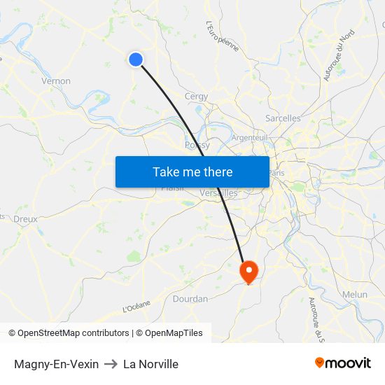 Magny-En-Vexin to La Norville map