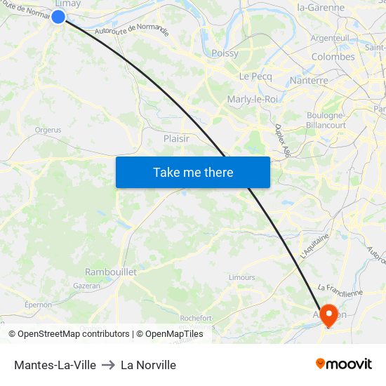 Mantes-La-Ville to La Norville map