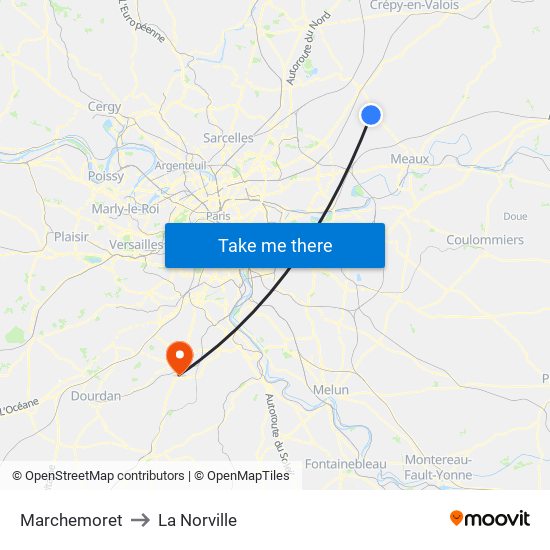 Marchemoret to La Norville map