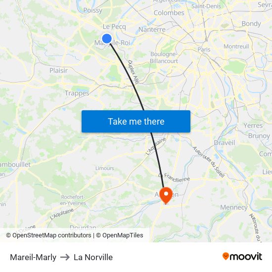 Mareil-Marly to La Norville map