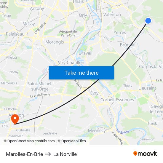 Marolles-En-Brie to La Norville map