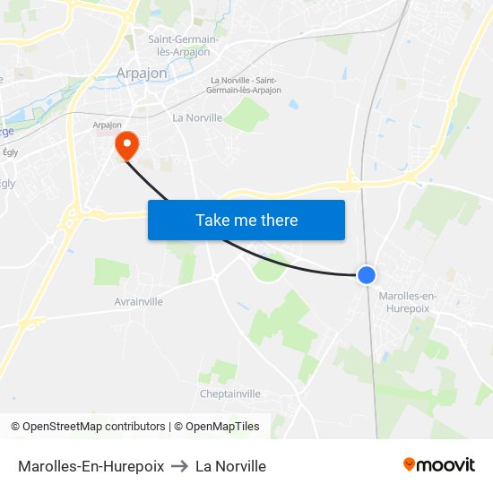 Marolles-En-Hurepoix to La Norville map