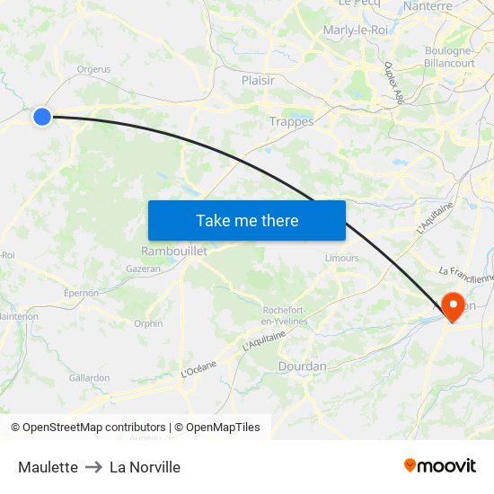 Maulette to La Norville map
