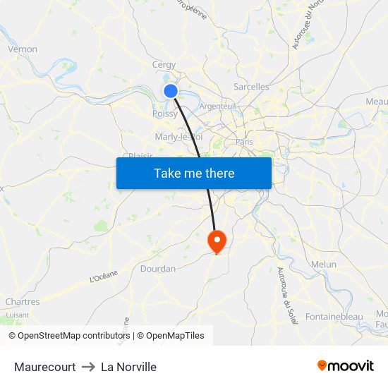 Maurecourt to La Norville map