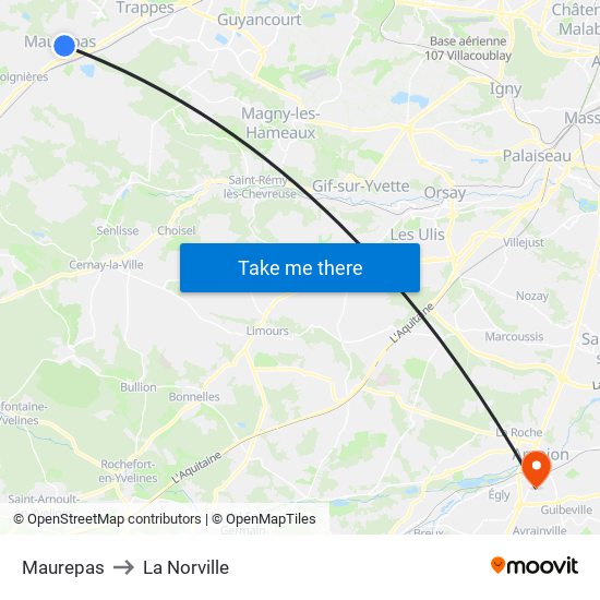Maurepas to La Norville map