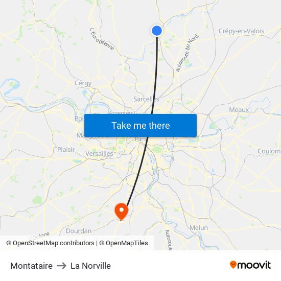 Montataire to La Norville map