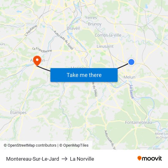 Montereau-Sur-Le-Jard to La Norville map