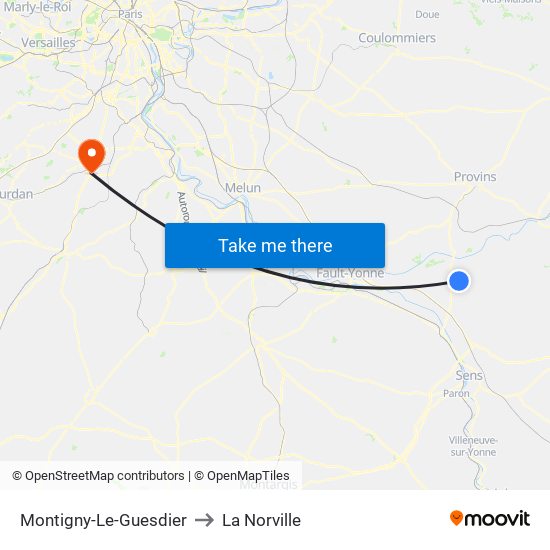 Montigny-Le-Guesdier to La Norville map