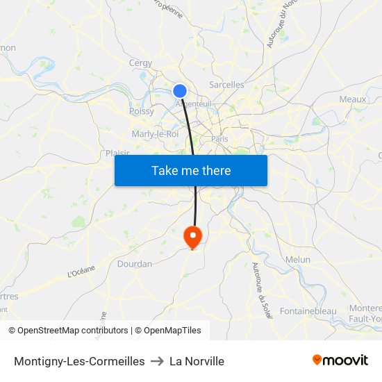 Montigny-Les-Cormeilles to La Norville map