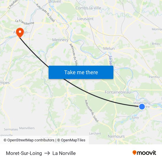 Moret-Sur-Loing to La Norville map
