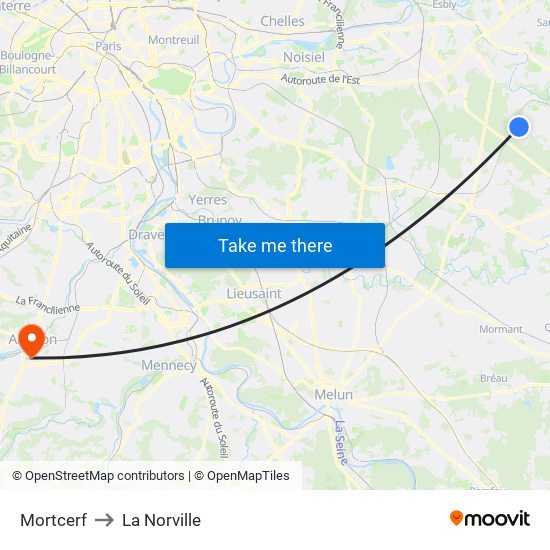 Mortcerf to La Norville map