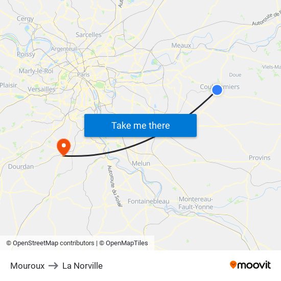 Mouroux to La Norville map