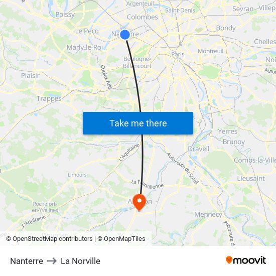 Nanterre to La Norville map