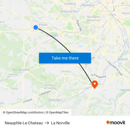 Neauphle-Le-Chateau to La Norville map