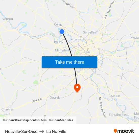 Neuville-Sur-Oise to La Norville map