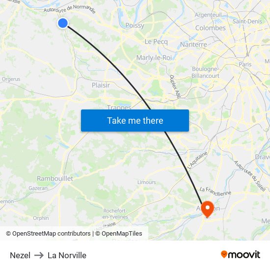 Nezel to La Norville map