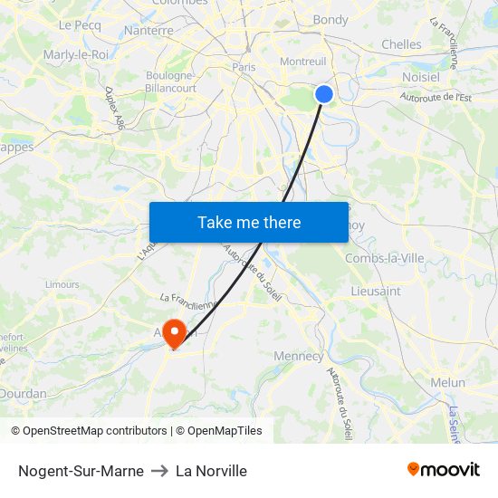 Nogent-Sur-Marne to La Norville map